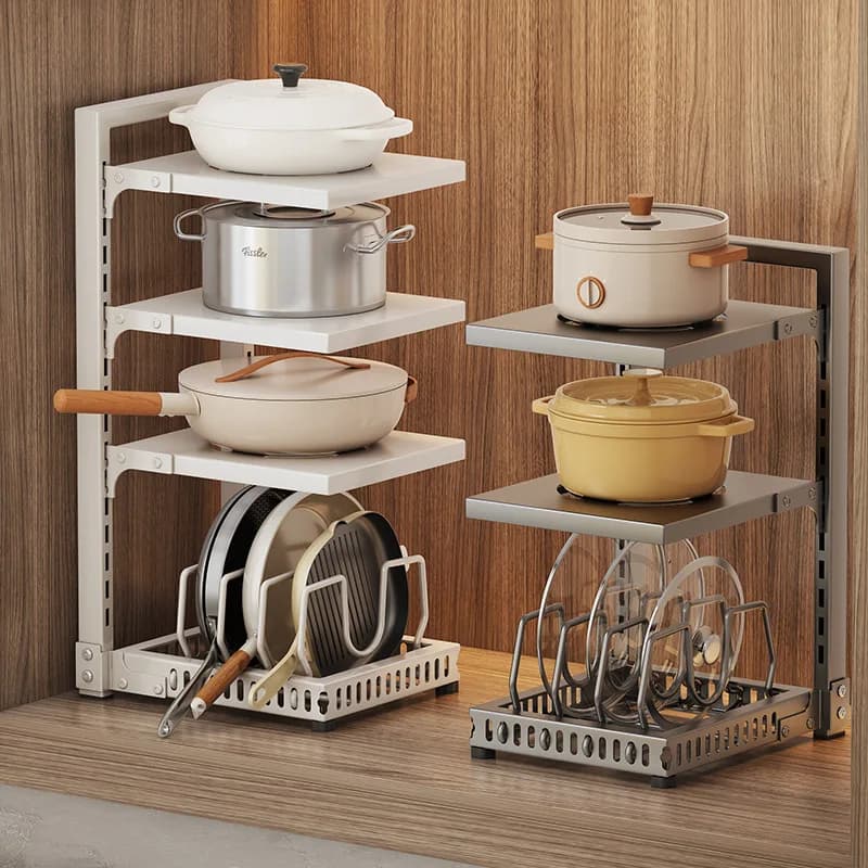 Scaffale da cucina multistrato Controsoffitti e armadi Scaffale Pentole Rack Organizer Scaffale per padella multifunzionale per fornello di riso