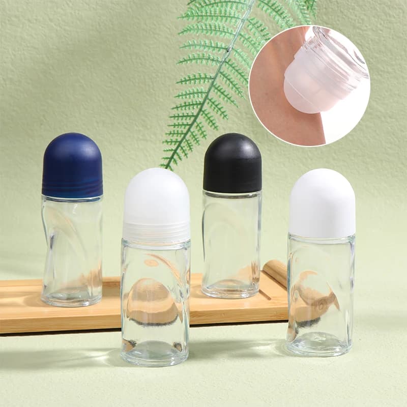 Flaconi a rullo in vetro trasparente 50ml rotolo Extra Large su bottiglia di olio di profumo ascellare Anti sudore Gel campione Test olio essenziale