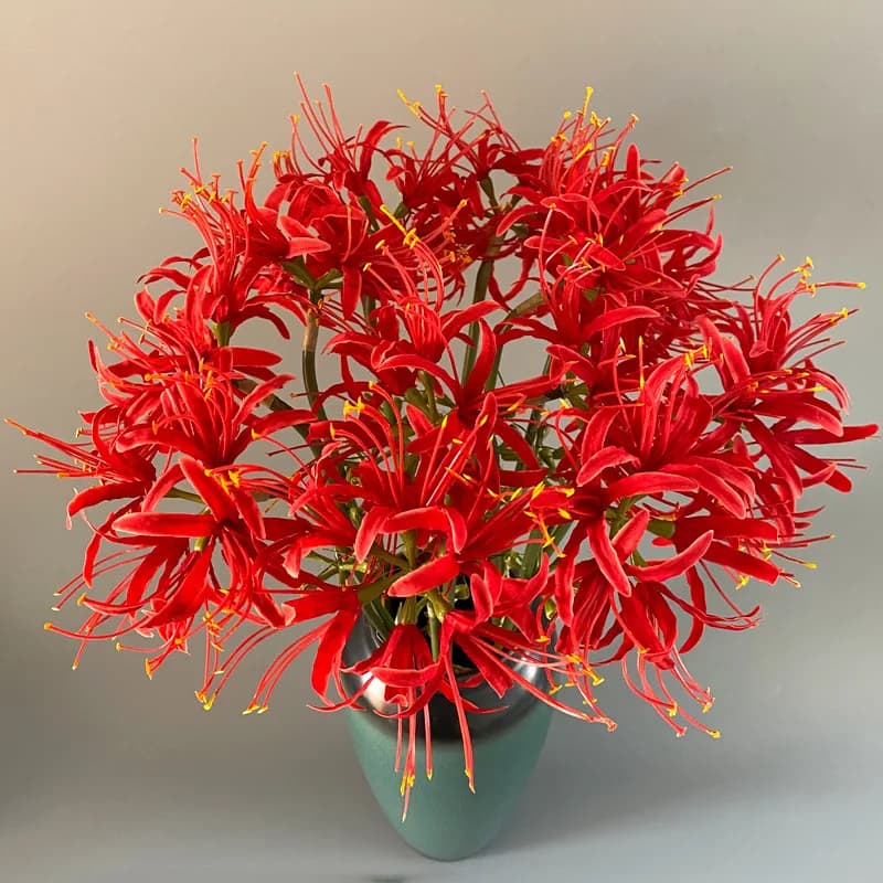 Artificial Flowers Red Spider Lilies Silk Flowers Outdoor Fake Plants Greenery Home Garden Decor Lycoris Bulbs H80