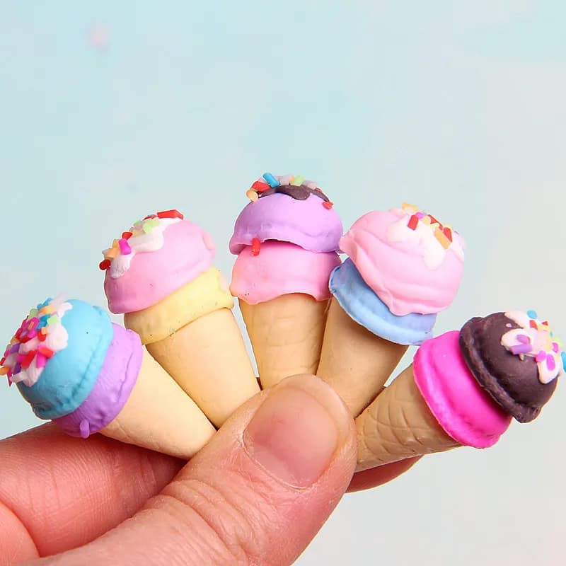 6 pz 31*15mm argilla polimerica gelato retro piatto resina cibo collana Charms molto carino portachiavi ciondolo collana per la decorazione fai da te