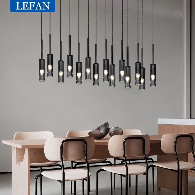 Lampadario moderno in vetro a LED in rame lungo scala villa soggiorno sala da pranzo camera da letto lampade a sospensione