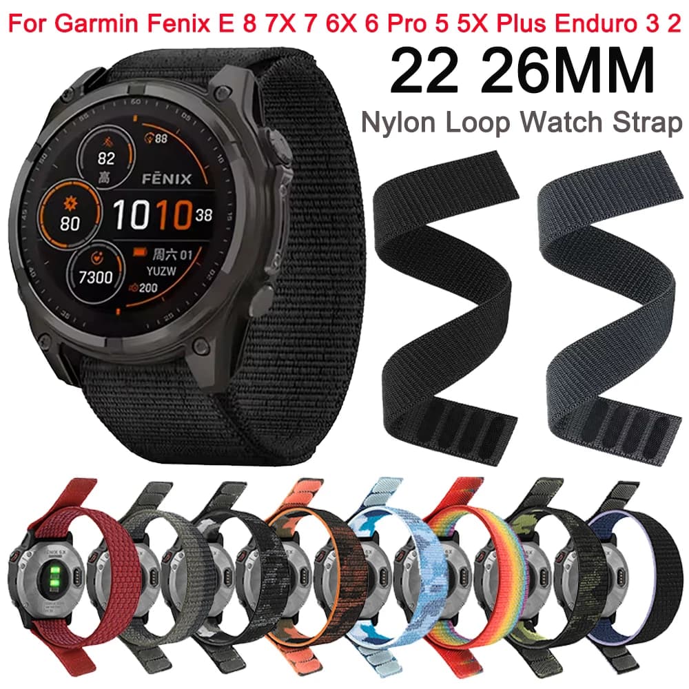 Cinturino in nylon ufficiale da 26 22 mm per Garmin Enduro 3 2/Fenix E 8 7X 7 6X 6 Pro 5X 5 Plus 3 HR/Epix Gen 2 Smart Watch Bracciale Correa