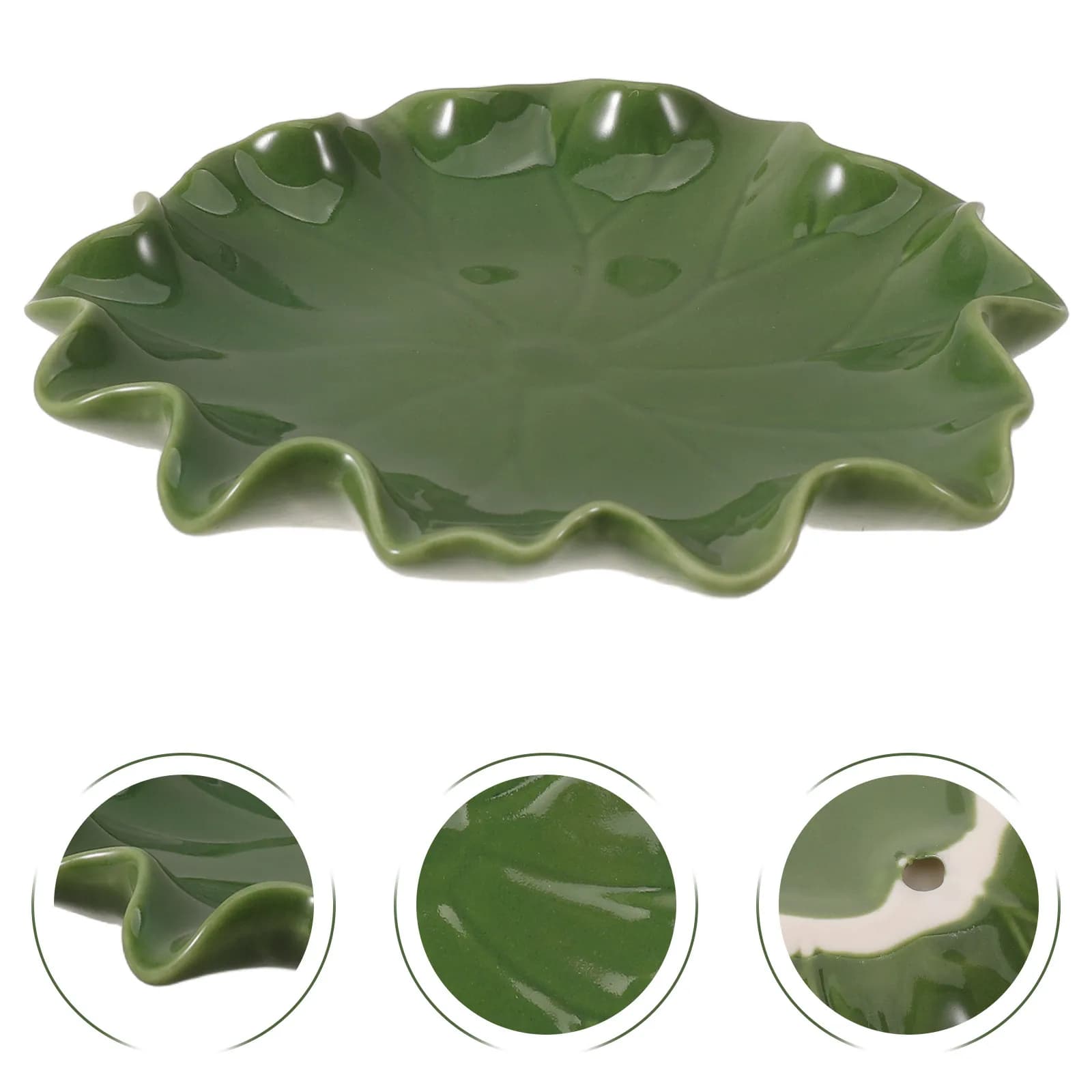 Lotus Leaf Ceramic Jewelry Dish 4.7 Inch Leaf Shaped Ring Holder Necklace Plate Earrings Storage Tray Decorative Small Jewelry