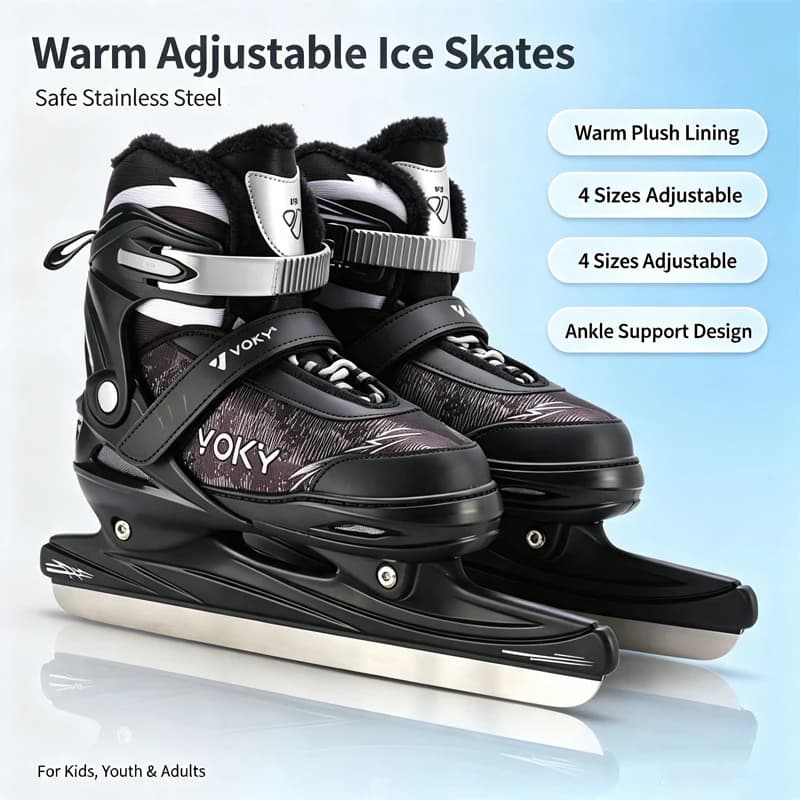 Warm Fleece Lined Speed Ice Skates Adjustable Ice Skates for Kids Adults Stainless Steel Ice Skating Shoes Outdoor & Indoor
