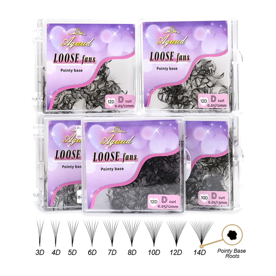 AGUUD 3D 16D Thin Toe Base Prefabricated Fans Melted Vents Medium leg Sharp Promade Russia Volume fans Eyelash extensions