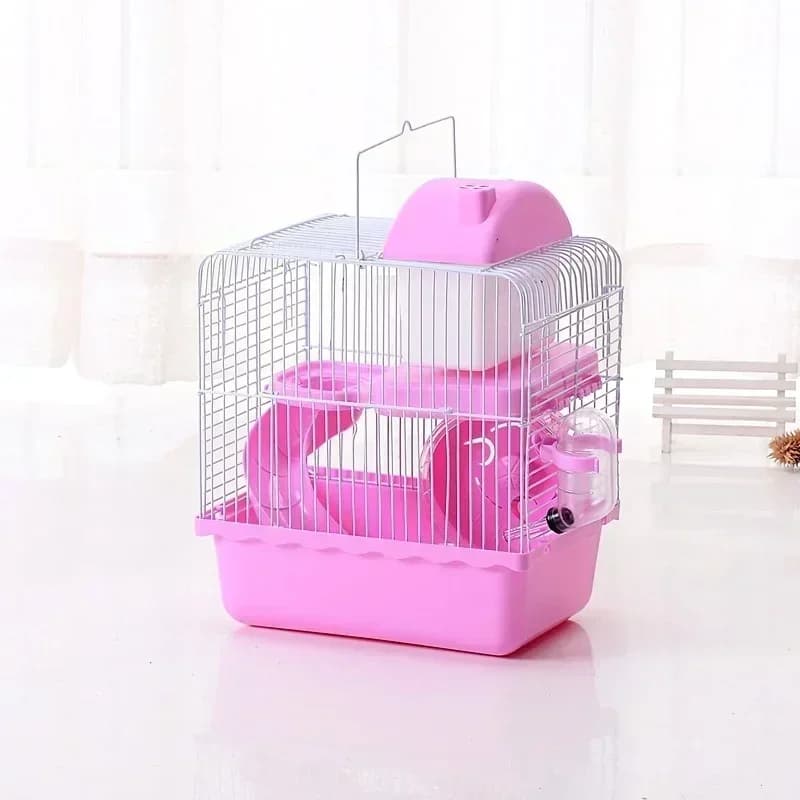 Gabbia per criceti per piccoli castelli Gabbia per animali domestici esterna Gabbia portatile Gabbia per criceti a doppio strato Orso dorato Gabbia per castello grande