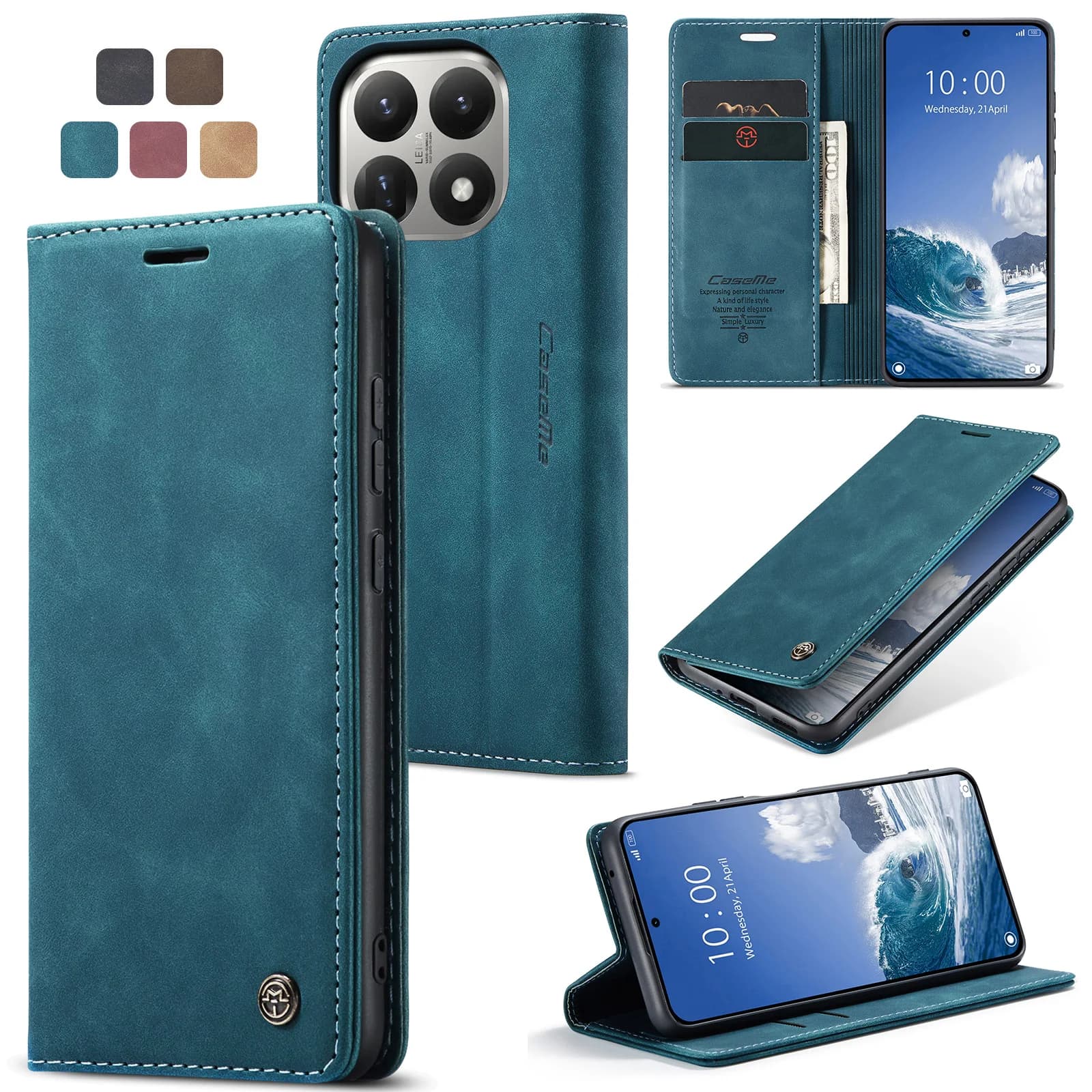Luxury Retro Case for Xiaomi 15T Multiple Card Slot Support Function Phone Cover for 1514T Pro 14 Ultra Leather Wallet