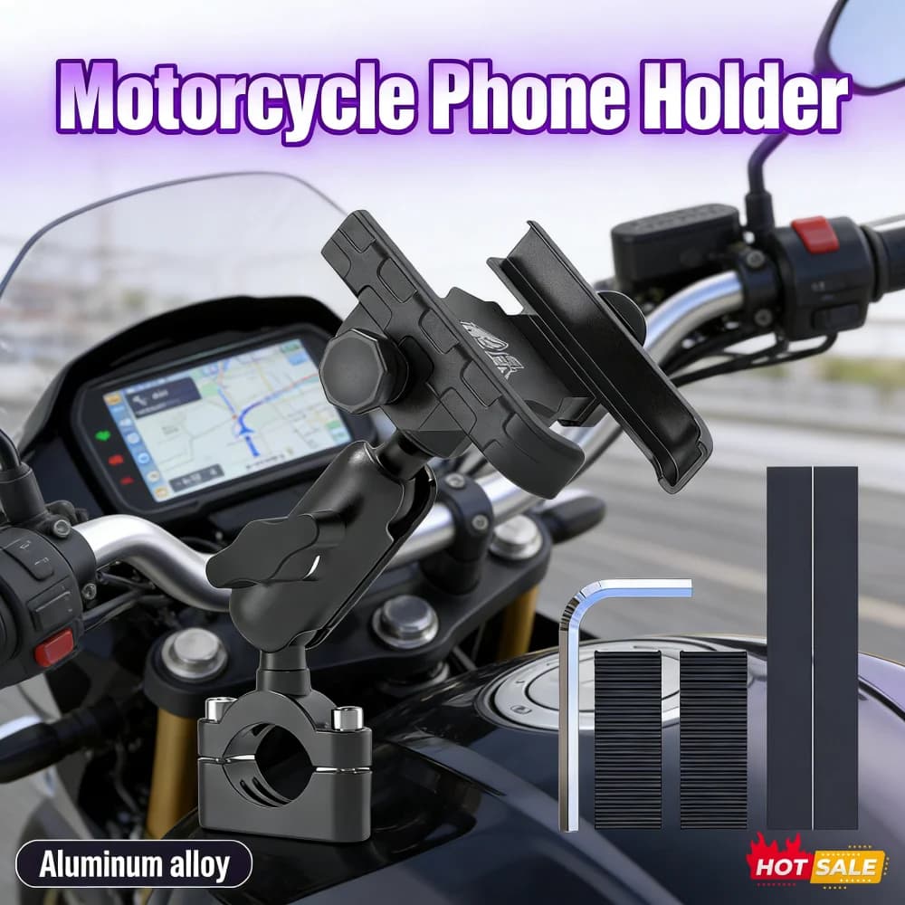 Supporto Universale per Telefono da Moto in Lega di Alluminio, Anti-Vibrazione, Regolabile, per Manubrio e Specchietto Retrovisore