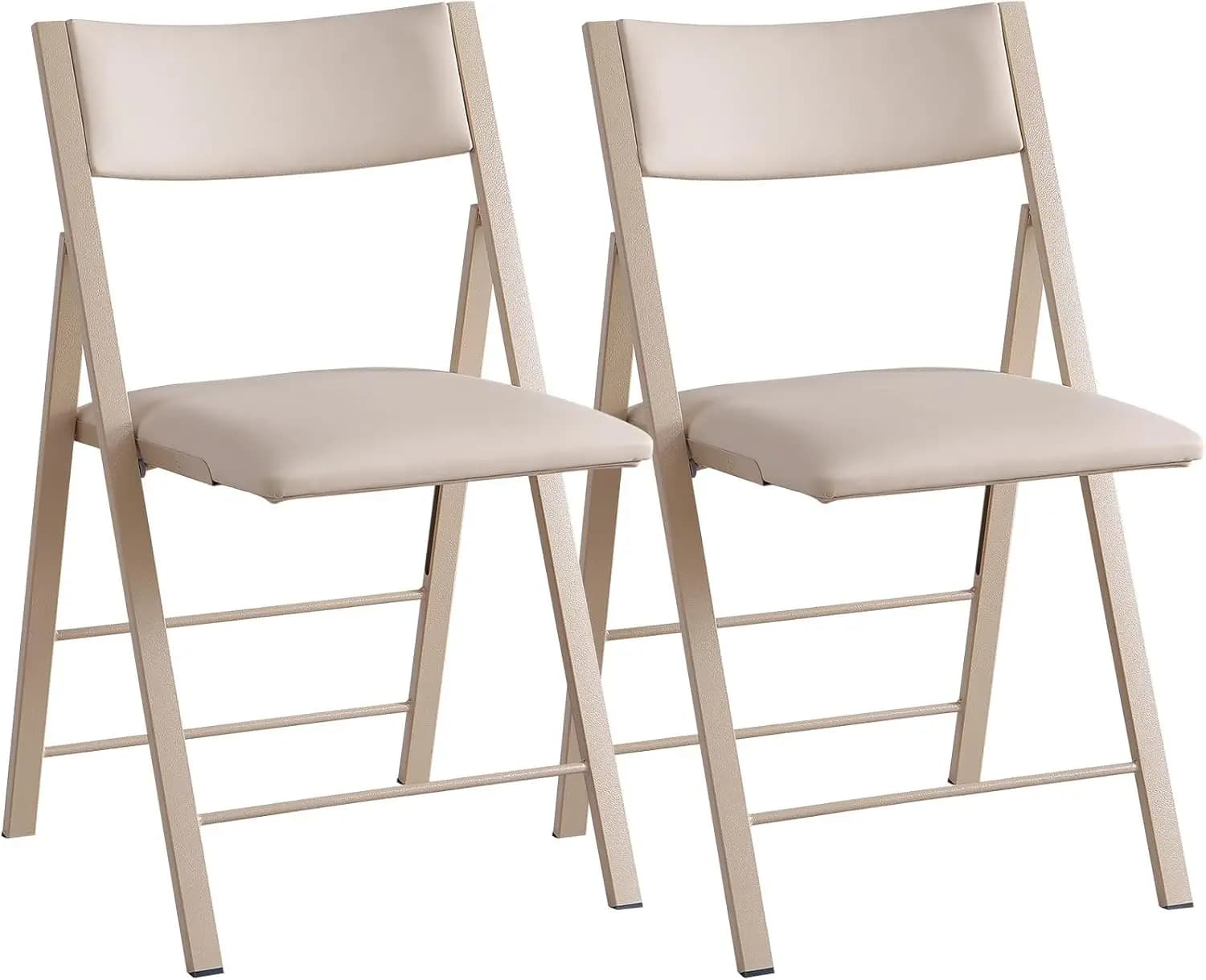 Stainless Steel Foldable Chairs Resistant with Bearing, Waterproof Leather for Internal and Exterior Use, Pack of 2