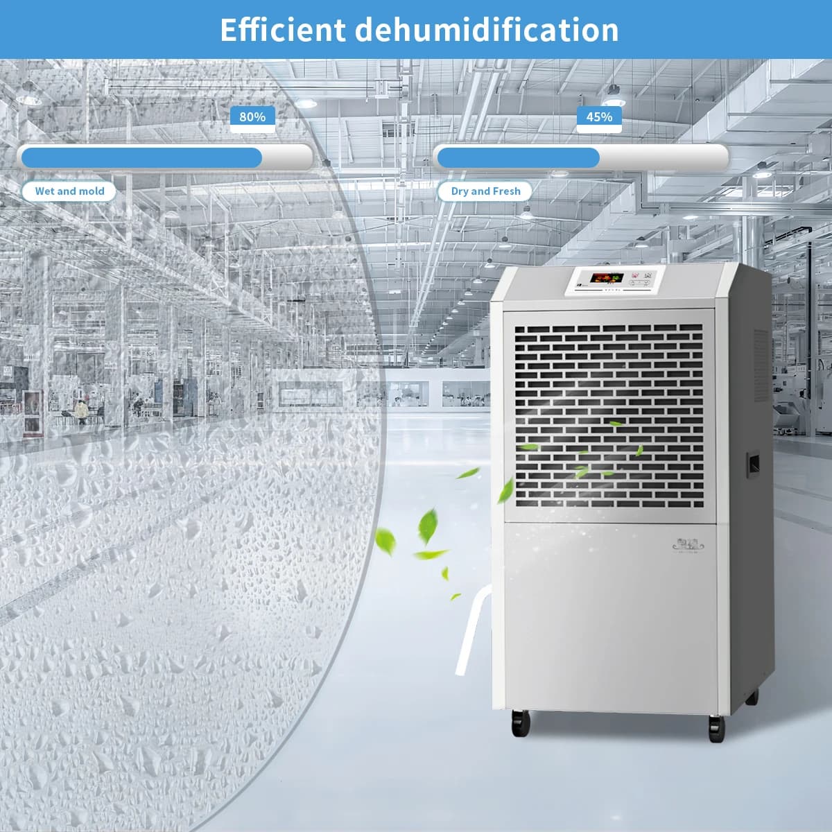 Deumidificatore commerciale per serra Growroom di magazzino di fabbrica di vendita calda 158L/D