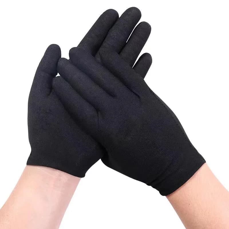 Guanti in Cotone Nero Lavabili, Idratanti per Mani Secche, per Lavoro, Ispezione Gioielli, Servizio, Spa, Manipolazione Monete e Arte