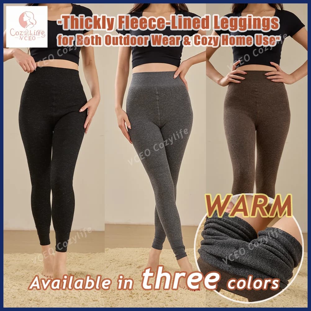 Leggings caldi marroni spessi Leggings caldi a vita alta Leggings foderati in pile Leggings invernali da donna Pile di peluche pesante da 300 g