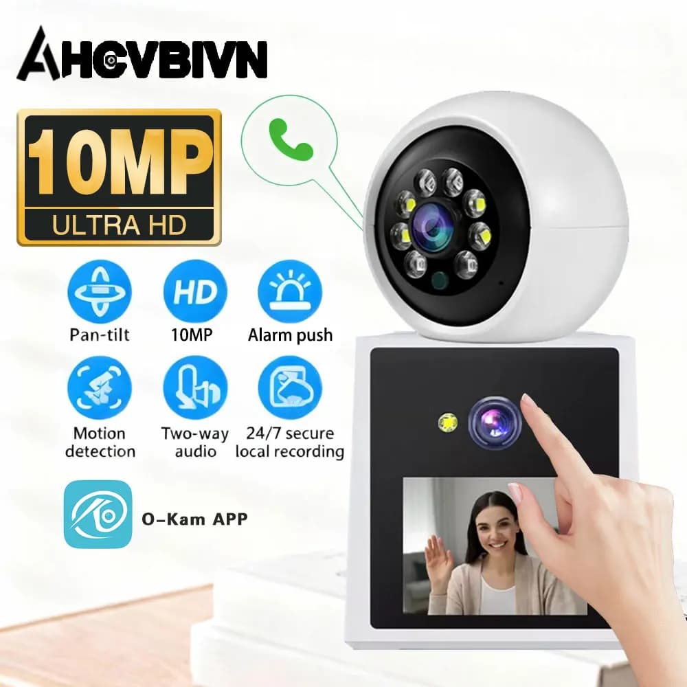 Monitor per Bambini da Interno 4K 8MP con Doppia Lente, Doppio Schermo, Risposta alle Videochiamate, Tracciamento Automatico, Audio Bidirezionale e Visione Notturna a Colori 4MP