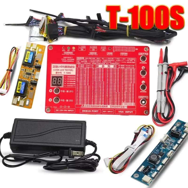 TKDMR T-100S Laptop LED TV LCD Tester Strumento Pannello Supporto 7-84 W/Interfaccia LVDS Cavi Lampara Inverter Programma integrato di 80 tipi