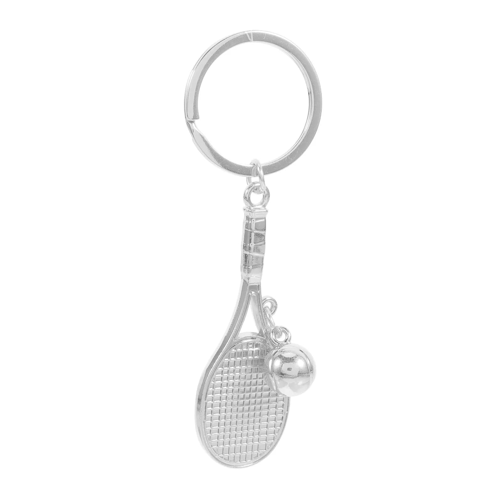 Tennis Racket Keychain Zinc Alloy Simulation Ball Charm Keyring Versatile Bag Pendant Key Holder for Lovers Players Graduates