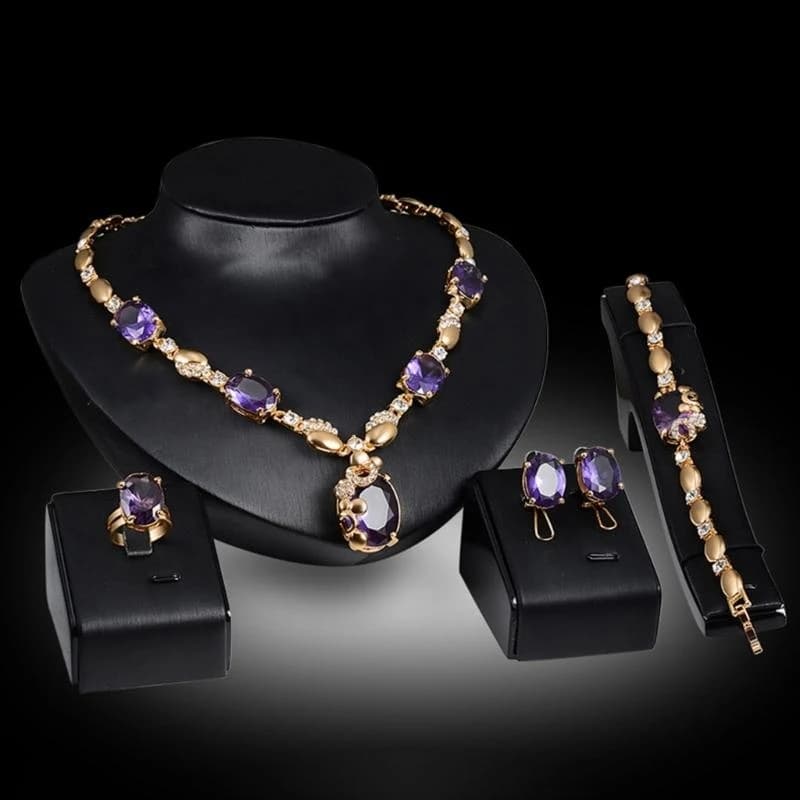 Jewelry Set Pendant Necklace Earring Bracelet Ring Party Dress