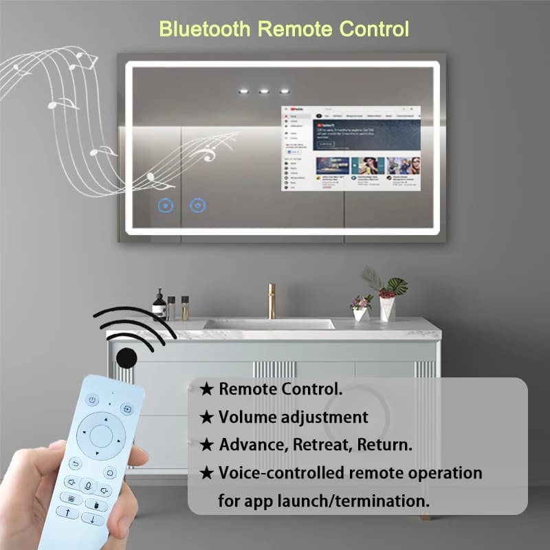 Custom Size Popular Android 15 Rectangle Bathroom Mirror LED Full Functions Magic Gym Mirror Waterproof TV WIFI Bluetooth Smart