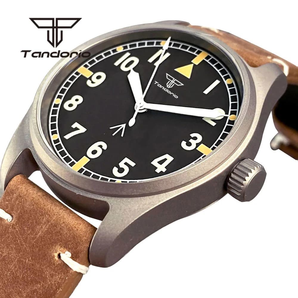 Tandorio Titanium NH35A 39mm Orologio subacqueo pilota automatico per uomo 20BAR Zaffiro Orologio da polso impermeabile ultraleggero Verde luminoso