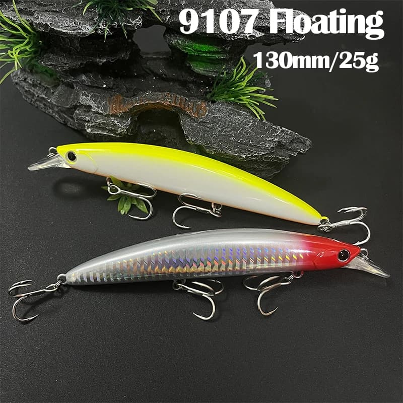 Esche Artificiali Galleggianti da 130mm 25g, Wobbler per Lanci Lunghi, Esche per Pesca a Traina in Acqua Salata, Swimbait per Bass, Accessori da Pesca