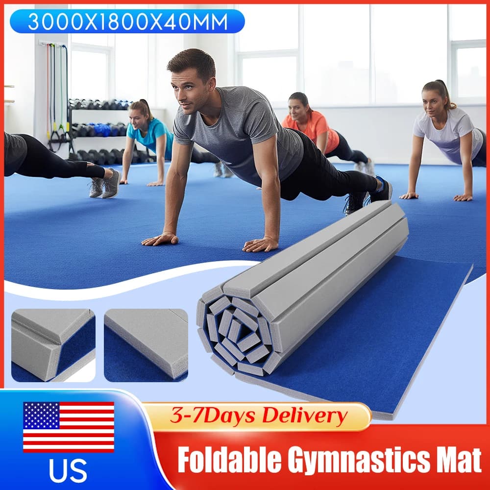 Tappetini per Ginnastica Extra Spessi con Superficie Antiscivolo, Pieghevoli e Arrotolabili per Pilates, Yoga, Fitness, Stretching e Arti Marziali