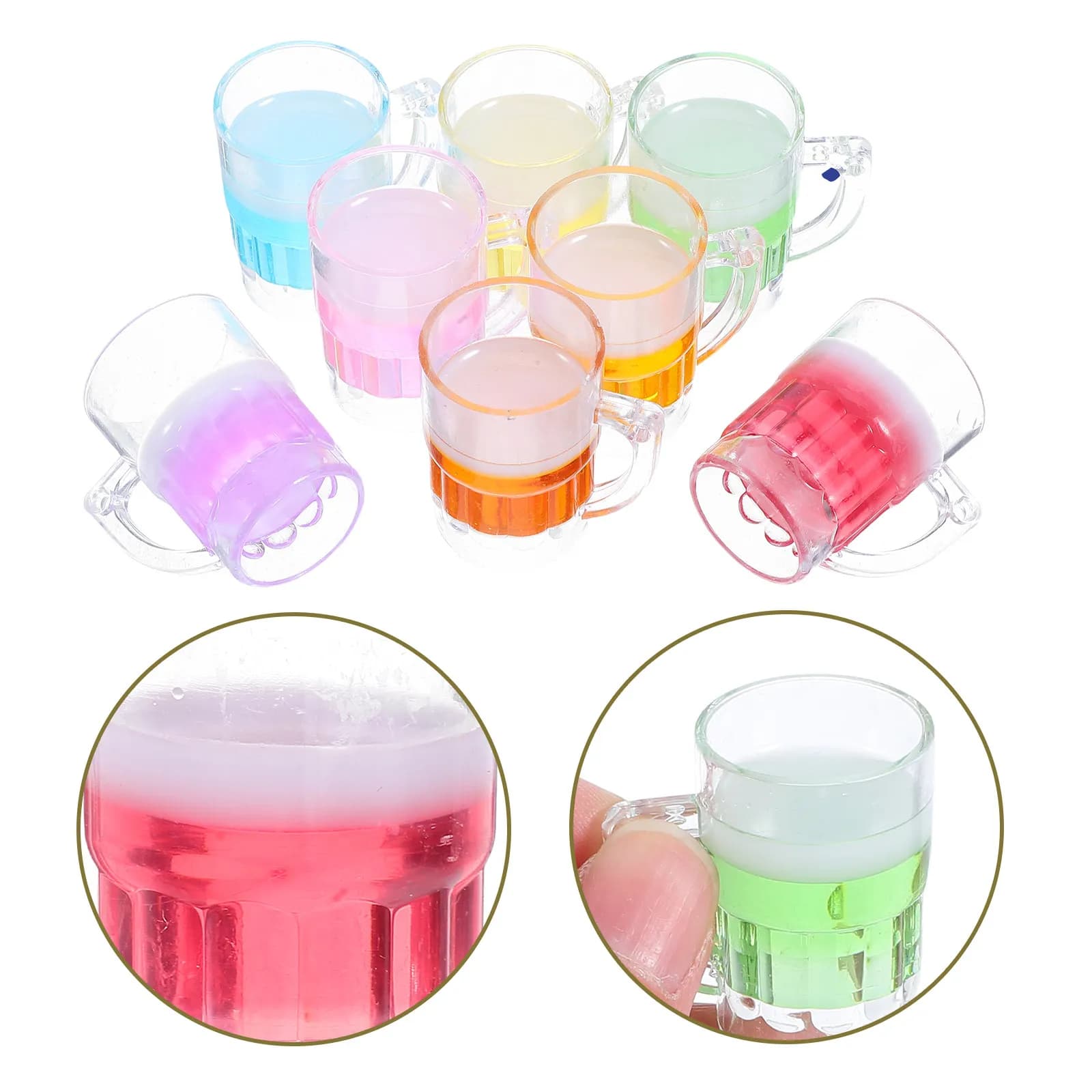 24 bicchieri da birra in miniatura, realistici, colorati, in plastica, accessori decorativi per casa delle bambole, bar, cucina