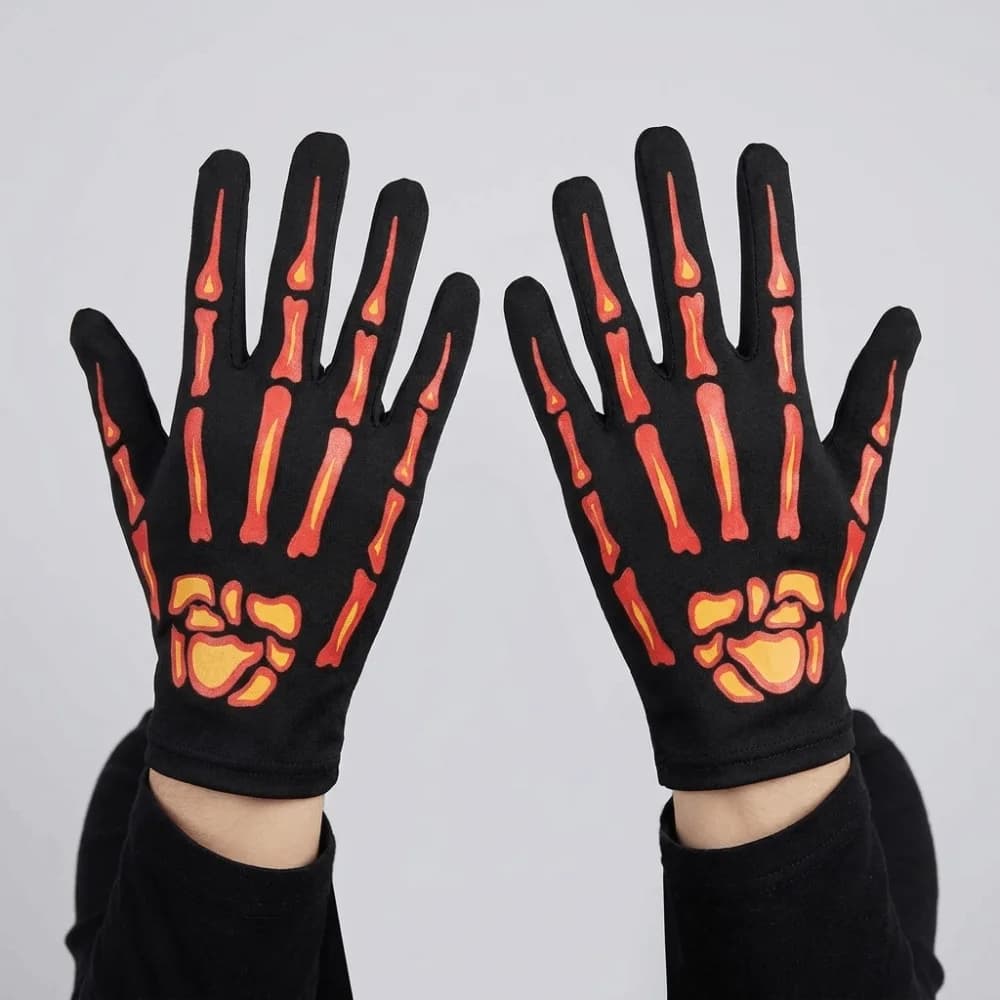 Full Finger Halloween Gloves Windproof Cosplay Prop Skeleton Claw Gloves Hand Warmers Glowing Gloves Skeleton Goth Mittens Women