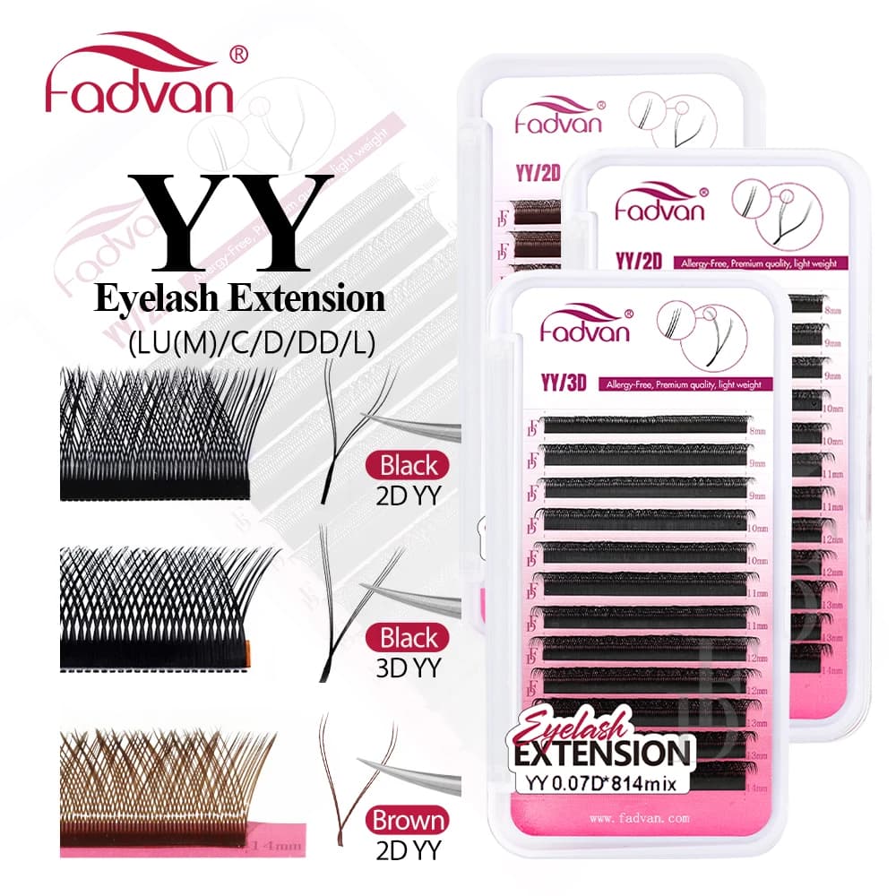 FADVAN YY Shape Black/Brown Lashes Premade Volume Fans Fox Eyes Eyelashes Faux Mink Eyelashes Brazilian Volume Natural Soft
