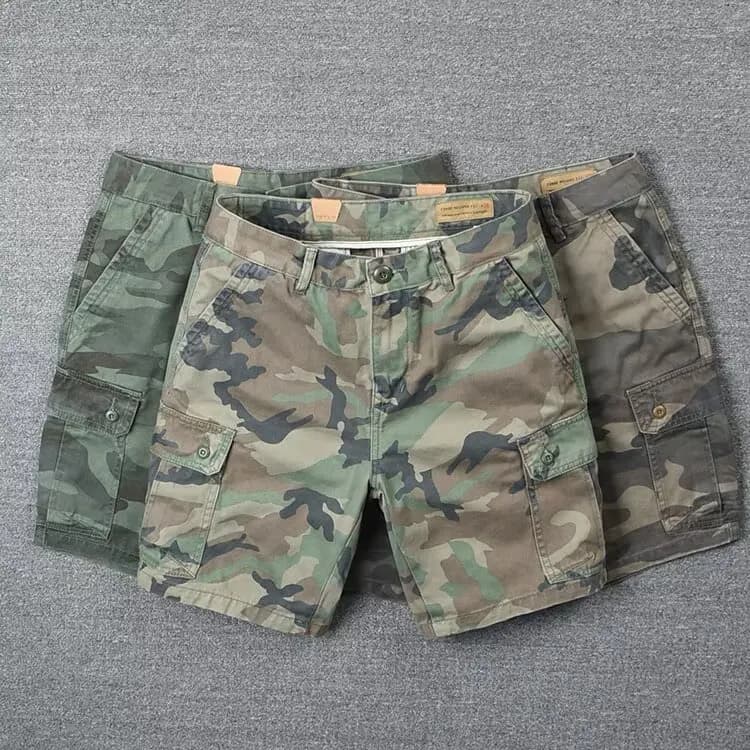 Men's Camouflage Shorts American Retro Style Straight Leg Large Size 250 Pounds High End Casual Summer Citywalk Loose Fit