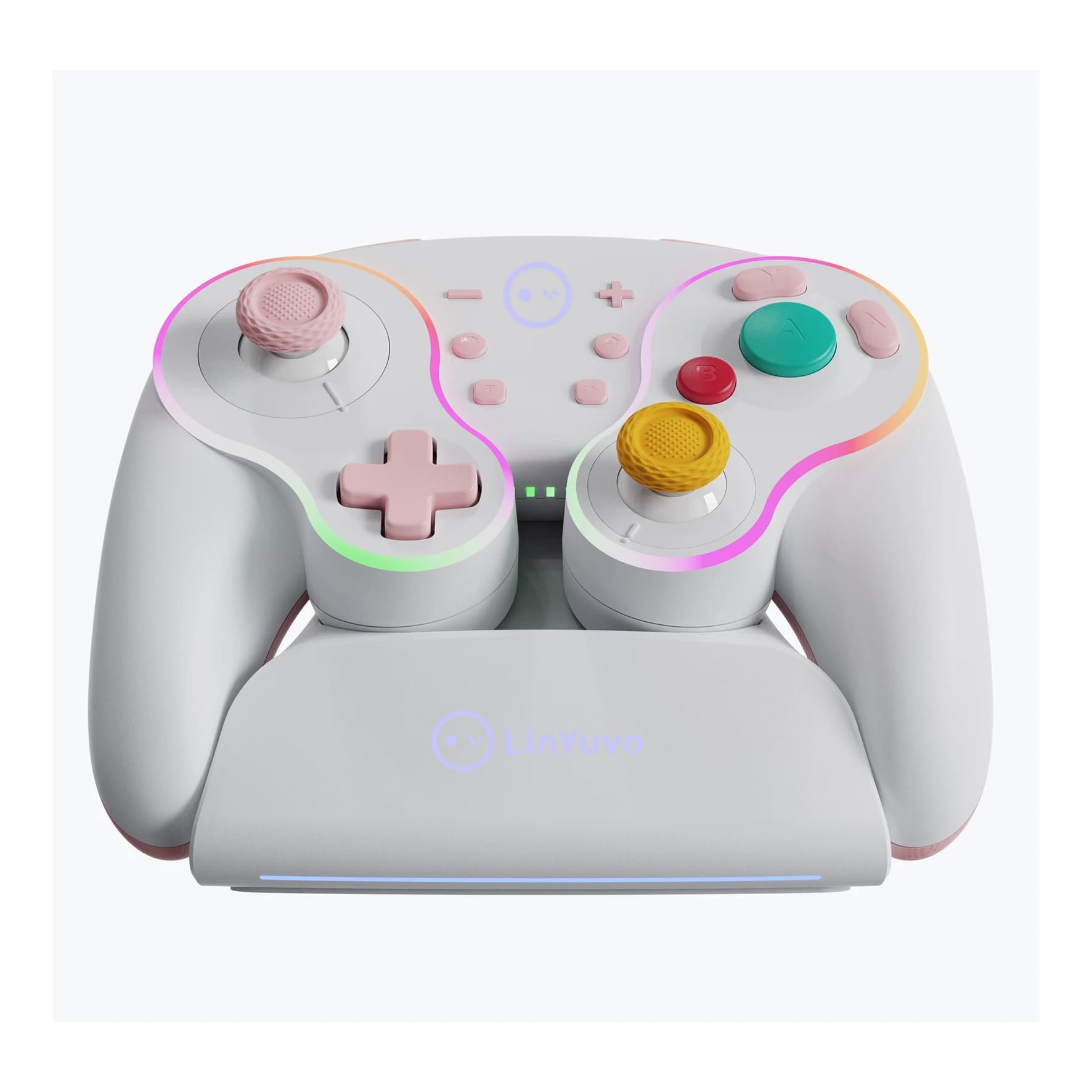 LinYuvo Gamepad Wireless Retro RGB Multicolore per Switch Pro con Dock di Ricarica Rapida KS62