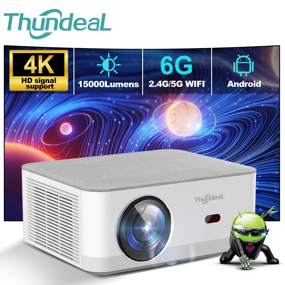 Proiettore Full HD ThundeaL TD92 Pro, Home Theater Portatile per Video 2K 4K 1080P, Proiettore Android WIFI per Telefono TD92Pro, Proiettore Cinema