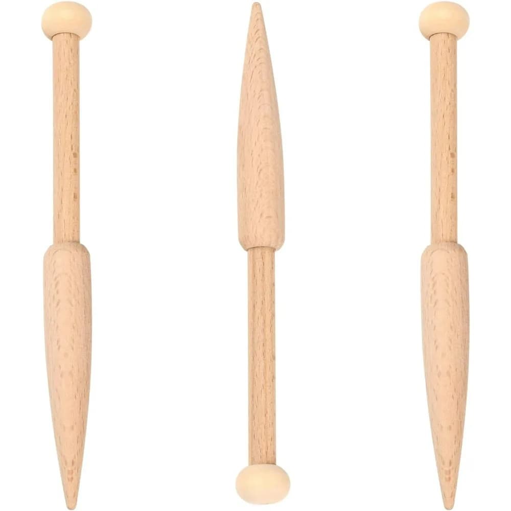 Wood Bobbin Stick Wooden Knitting Needles Single Head Weaving Loom Machines Tools Beech Shuttle Crochet Hook Making Kit