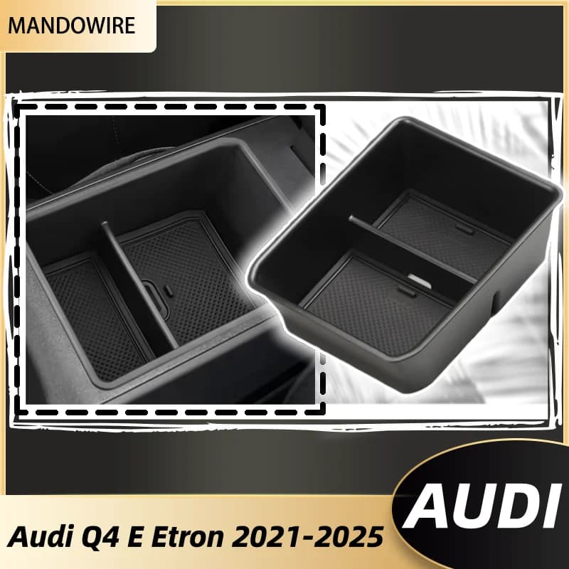 Auto Bracciolo Scatola Vassoio di Immagazzinaggio Supporto Della Scatola Per Audi Q4 E-Tron Etron 2021-2025 Console Piatto Contenitore Organizzatore Accessorio Interno