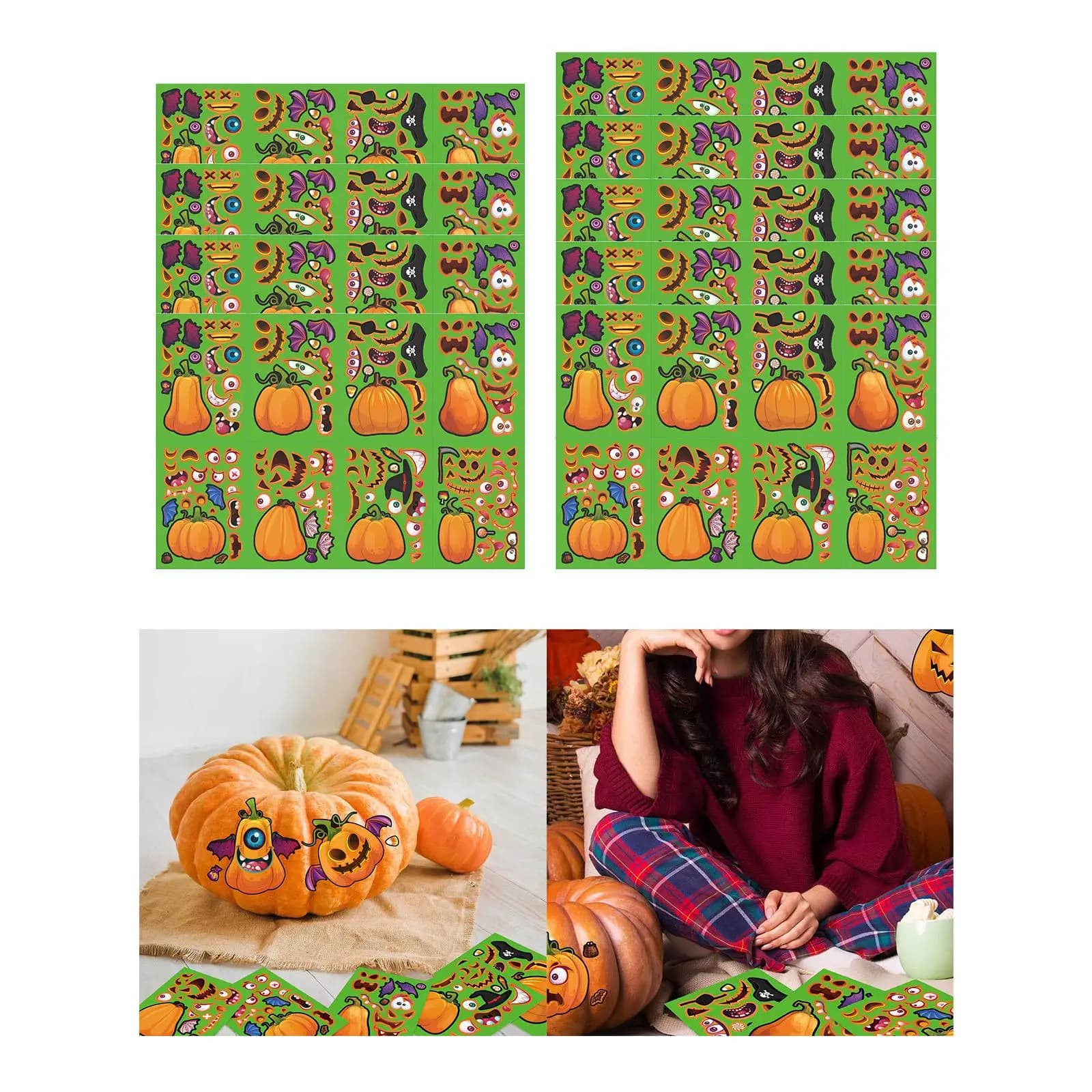 Halloween Pumpkin Decorating Stickers DIY Sticky Decorative for Child for Celebrations Scrapbook Holidays Festivals Party Favor