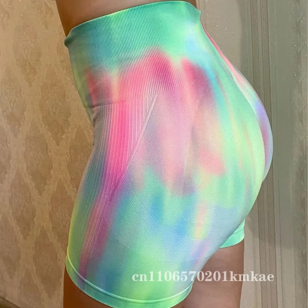 Pantaloncini sportivi Seamless Aurora a vita alta, comodi pantaloni da allenamento con effetto push-up per donna, leggings per fitness, corsa, ciclismo e yoga.