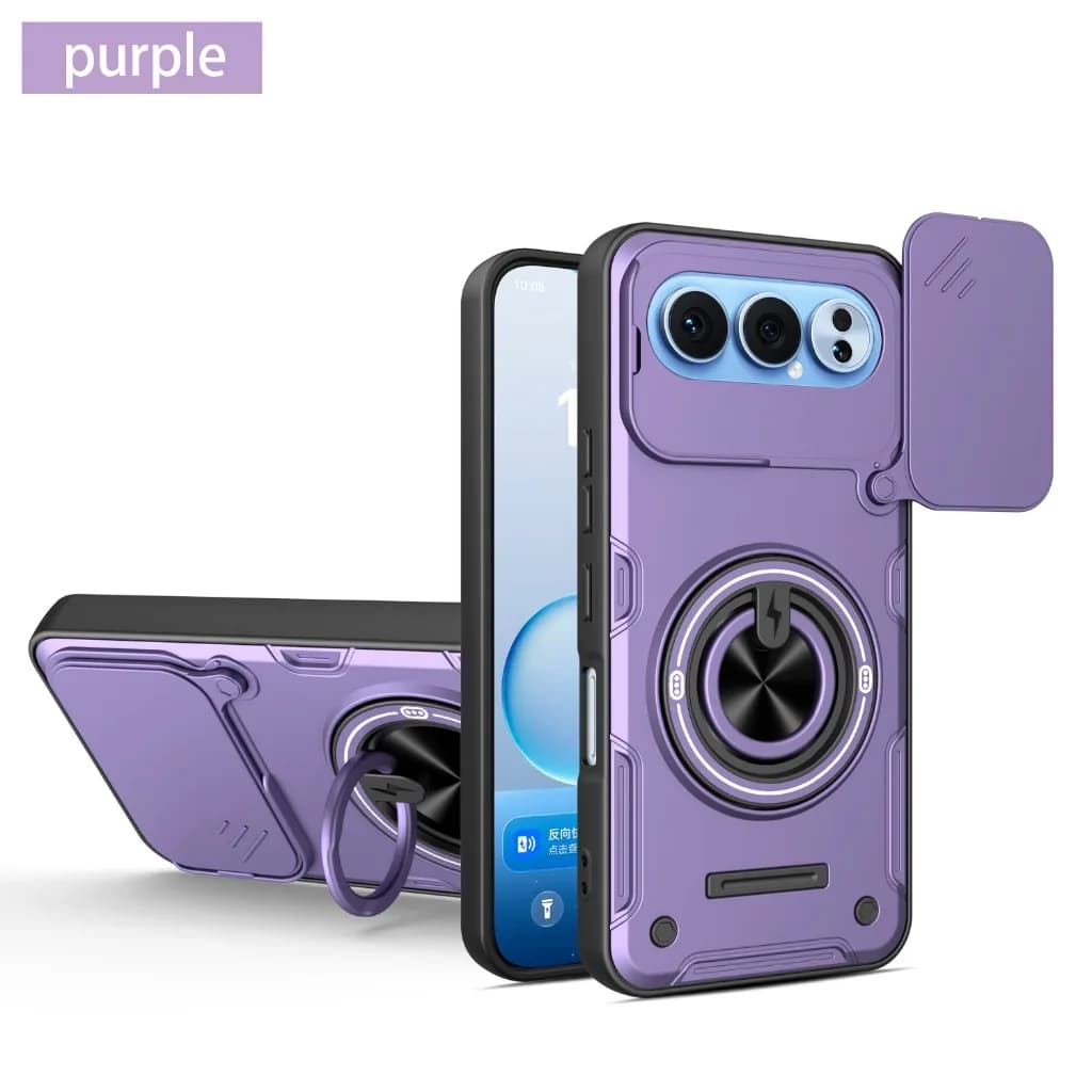 Slide Camera Lens Protector 360° Ring Holder Stand Armor Phone Case For Honor 400 Smart 500 Pro Magic7 Magic8 Lite X8C X9C X9D
