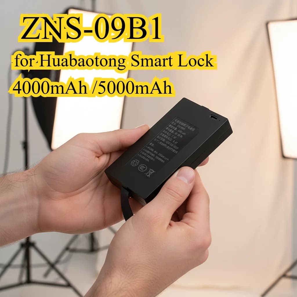 Batteria di ricambio ZNS-09B1 da 5000 mAh per Huabaotong Smart Lock Li-ion Power Pack per serrature con codice elettronico/impronta digitale ACEF