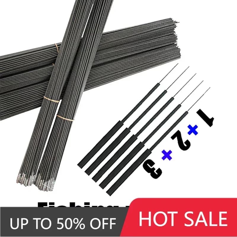 4.1mm-6.4mm 5 pezzi Punta per canna da pesca di ricambio 1,2,3 sezioni canna da pesca in flusso piena di dimensioni corte Accessori in carbonio cavo robusto