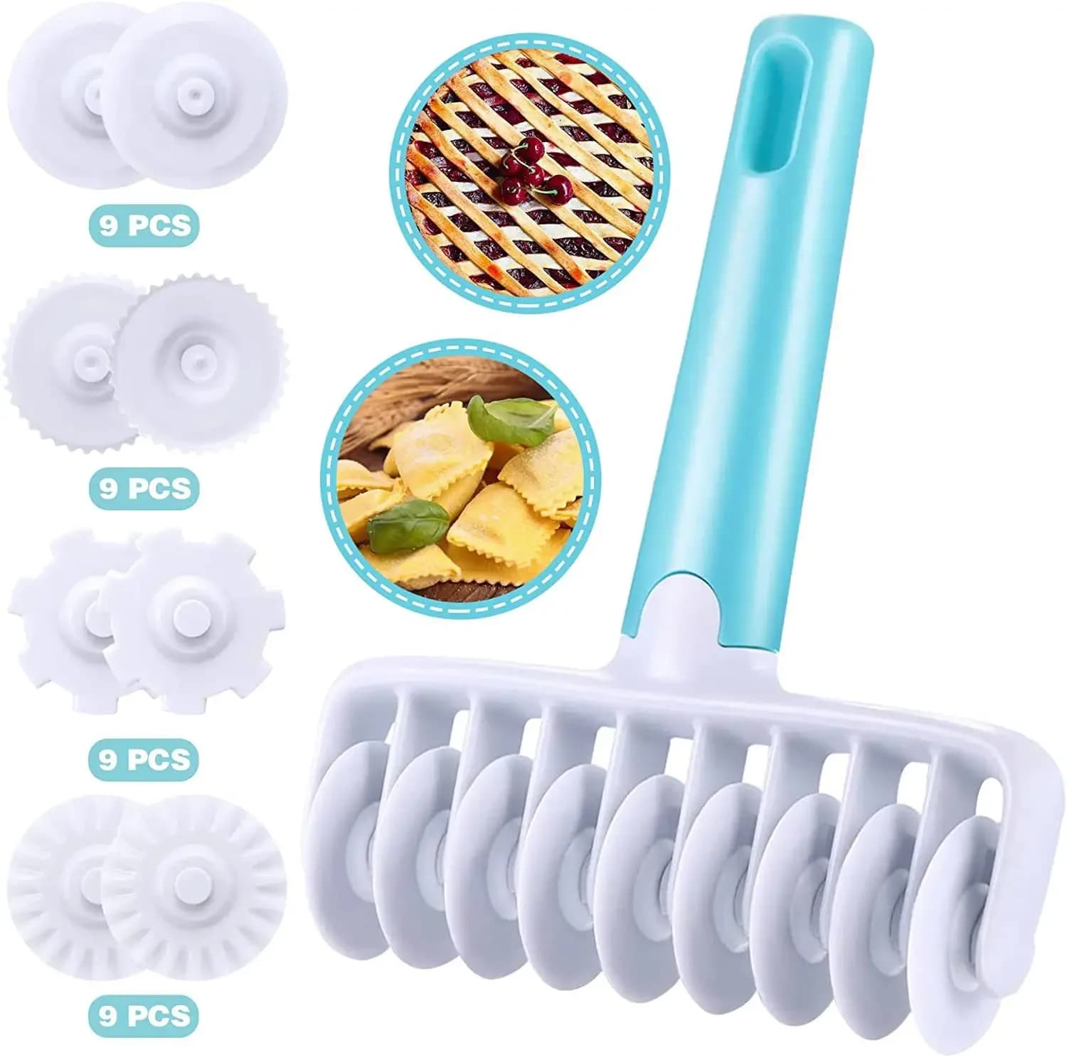 1-10PCS 37PCS Roller Set Baking Tools Roller Knife Cake Flipping Tools Cookie Embossing Molds Pizza Embossing Molds