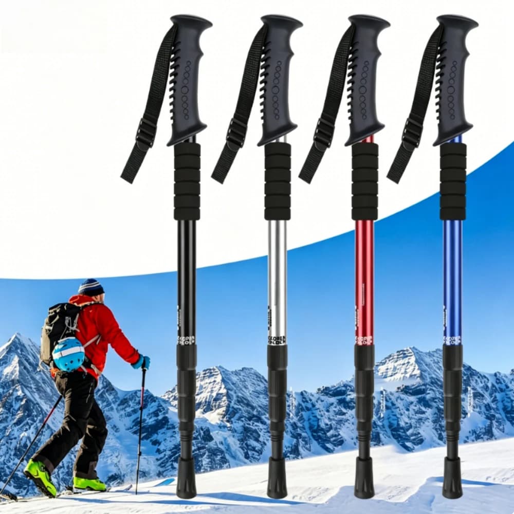 3 Sections 4 Sections Ultra-light Folding Trekking Poles Aluminum Alloy Retractable Outdoor Ski Climbing Camping Trekking Poles