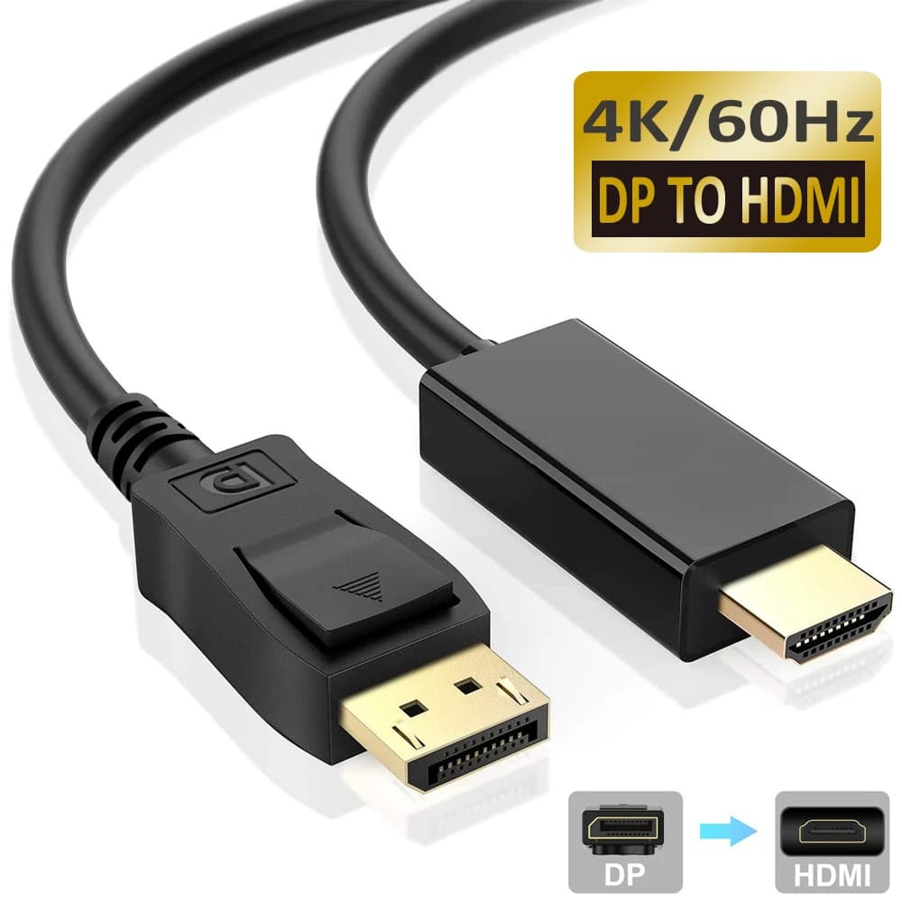 Navceker Displayport Cable to HDMI 4K 60Hz Display Port DisplayPort to HDMI Converter Adapter for Projector Computer HDTV
