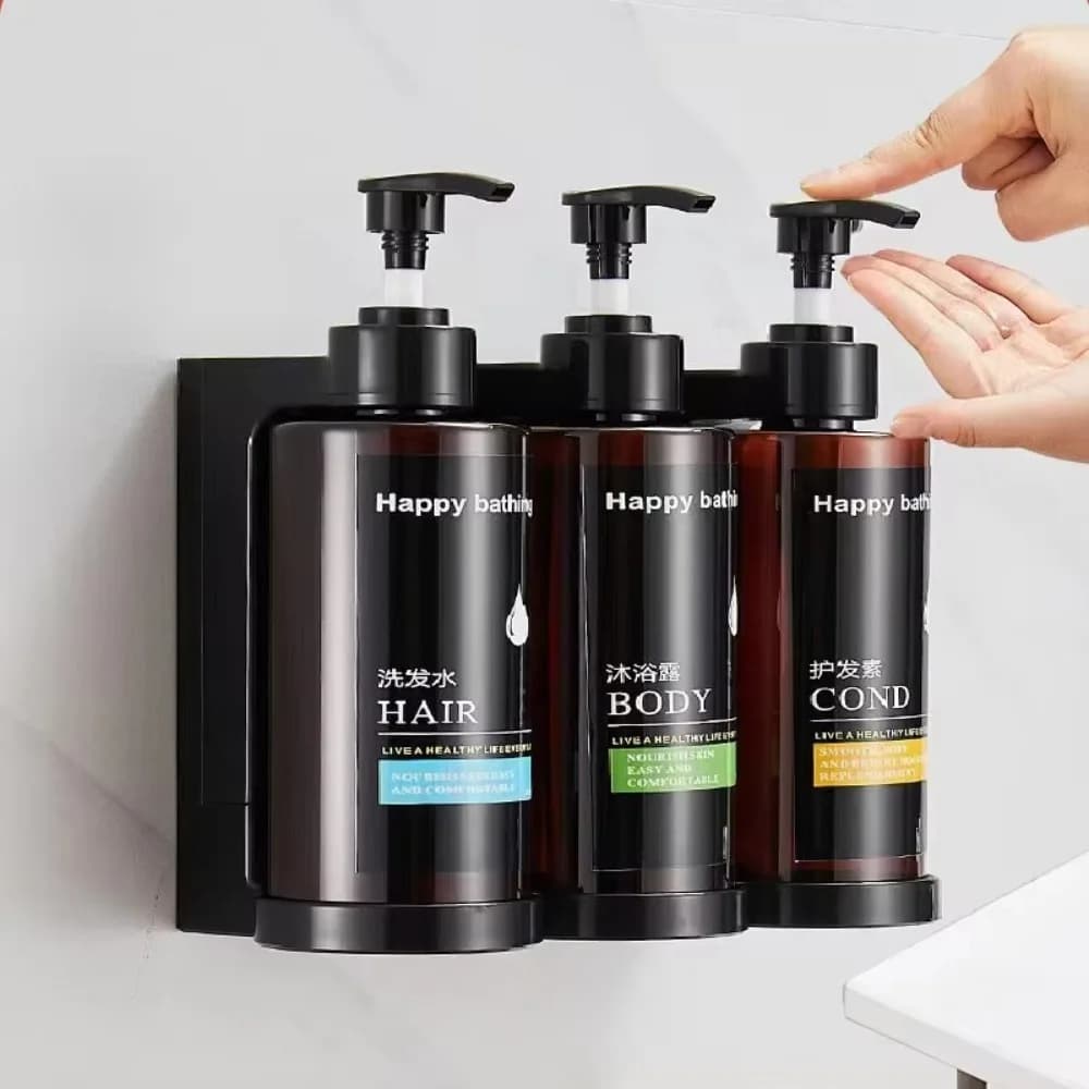 New 300ML Shampoo Bodywash Dispenser Bottles Wall-mounted Amber Empty Shampoo Bottles Large Capacity with Pumps Shower Bottles