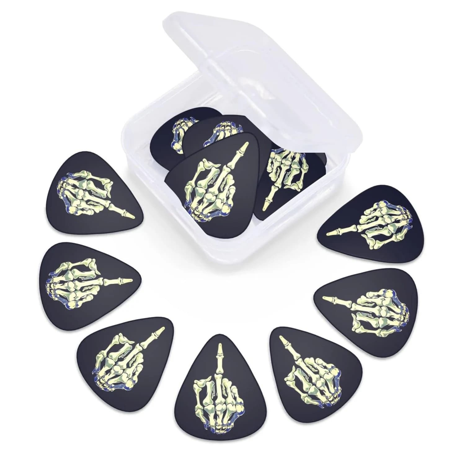 Nuove plettri per chitarra da 12 pezzi da 0,71/1,0 mm: materiale ABS premium con finitura liscia, stampa a colori bifacciale, include scatola di immagazzinaggio in PP
