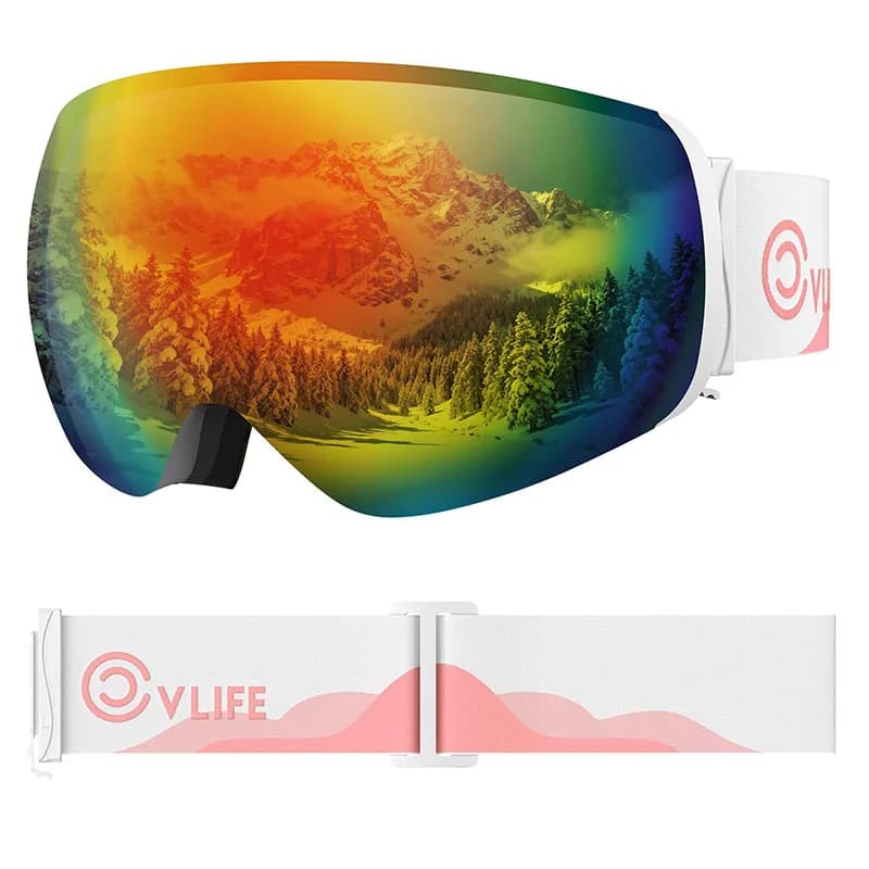 CVLIFE OTG Occhiali da sci Lenti magnetiche senza cornice 100% UV400 Occhiali da snowboard antiappannamento per uomini donne giovani