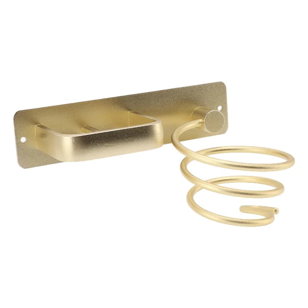Aluminum Hair Dryer Holder Gold Wall Mounted Hair Straightener Holder Durable Spiral Shelf Hair Dryer Stand Space-Saving