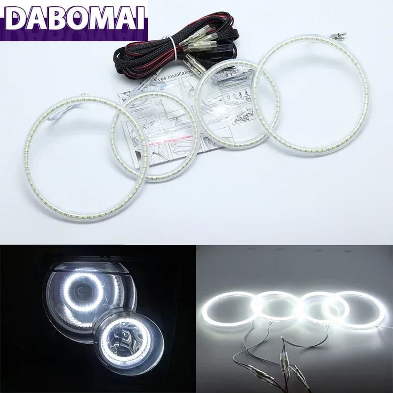 Kit Anelli Luminosi LED Bianchi SMD Ultra Luminosi 2600LM 12V per Fari Xenon Land Rover Freelander 2 2007-2012