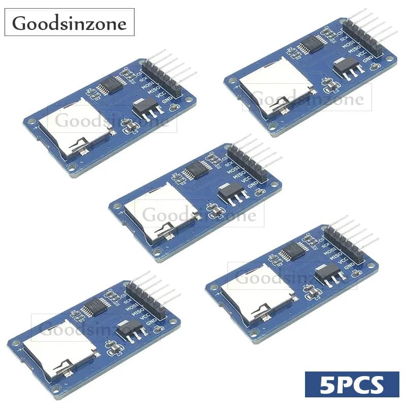 Modulo lettore di schede Micro SD da 5 pezzi per Arduino - Interfaccia SPI con cambio di livello, compatibile con UNO R3, MEGA 2560 Due