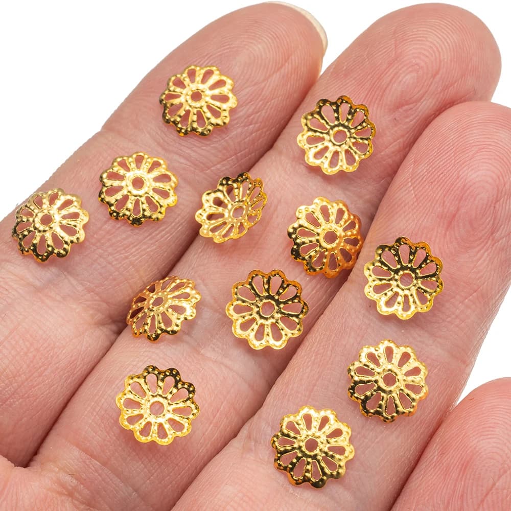 200 pcs 7/9mm Filigrey Flower Excavating Out of Spacer Bead End Caps Holder for Bracelet FAI DA TE Necklace Earrings Creation of Jewelry Craftsmanship
