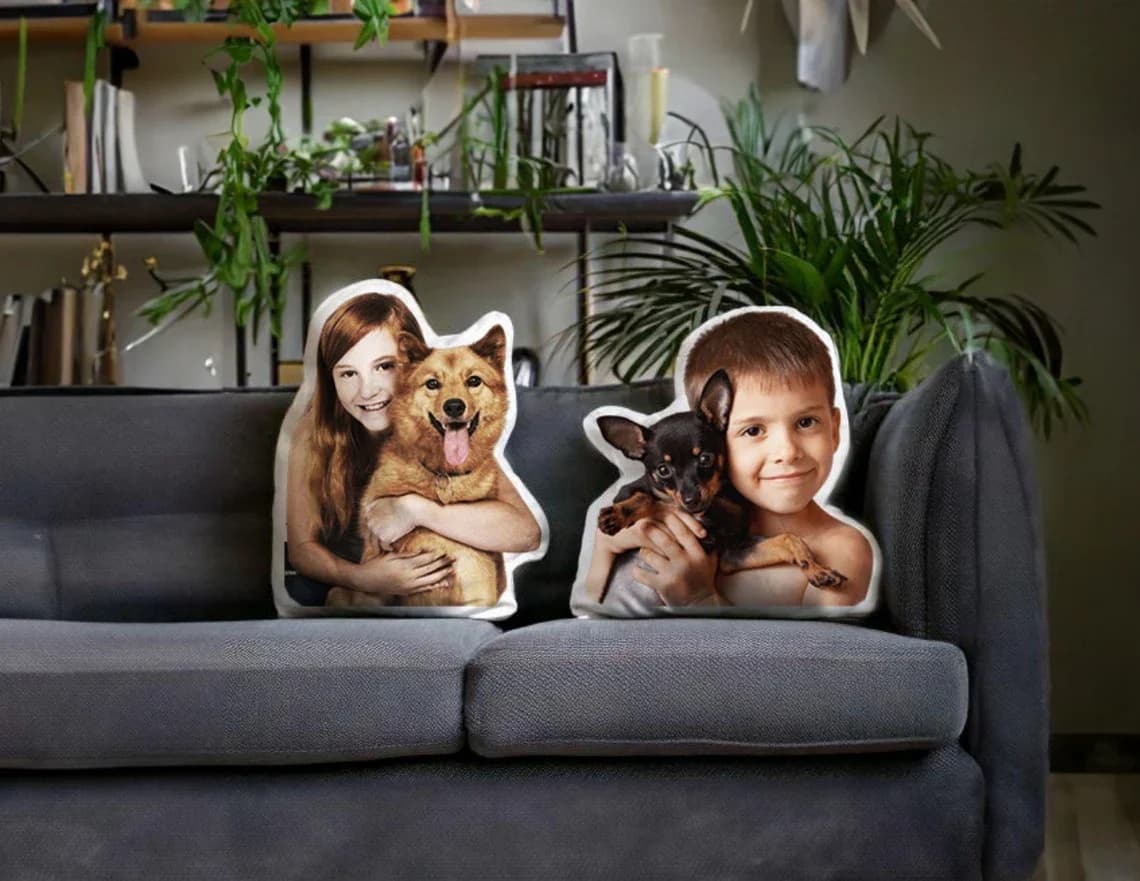 Cuscino personalizzato a forma di animale domestico, bifacciale - un regalo ideale per gli amanti dei cani, perfetto per la decorazione della casa, sedili auto, in fibra di poliestere
