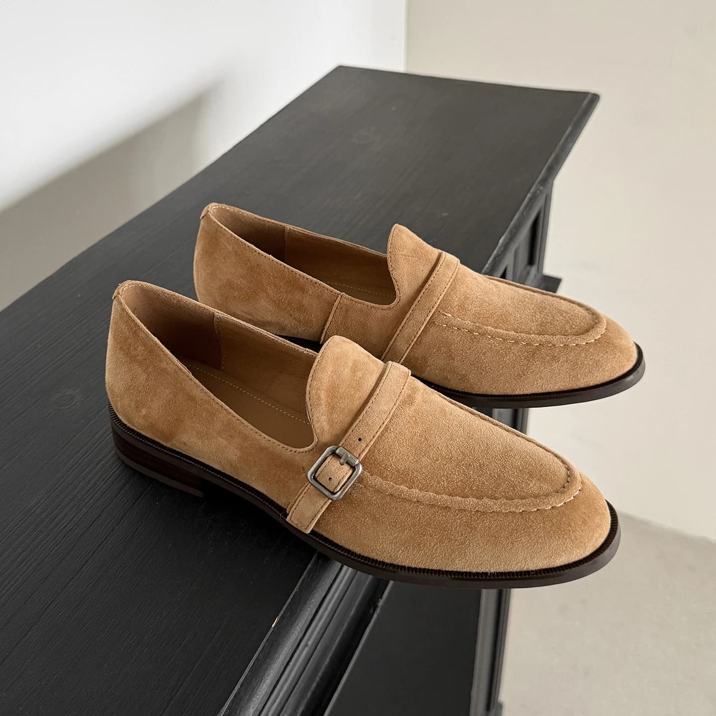 2026 Ins Fashion Women's Moccasins Leather Suede Spring Summer Shoes Low Color Fashion Chunky Low Shoes Women's Casual Handmade