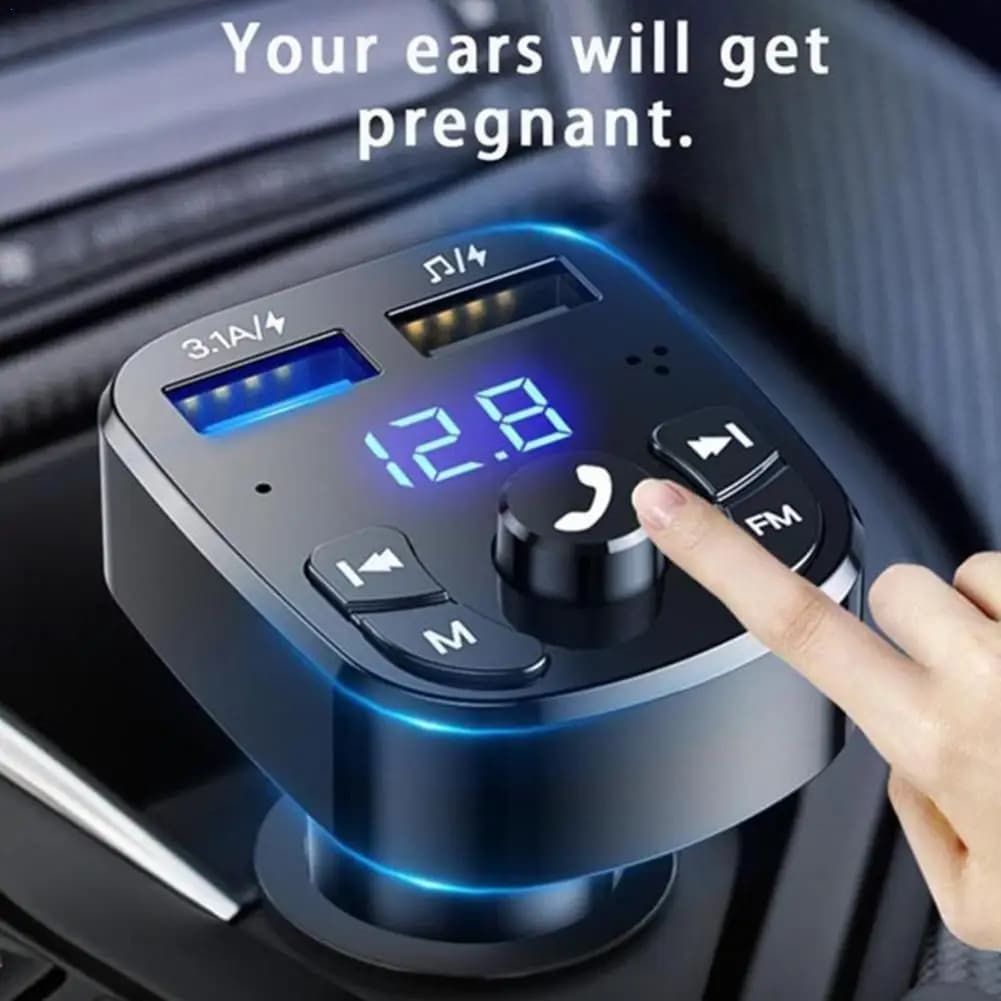 Lettore Mp3 per auto Caricatore rapido doppio USB Ricevitore Bluetooth Fm Compatibile con Bluetooth Trasmettitore Fm 5.0 Chiave USB Kit per auto